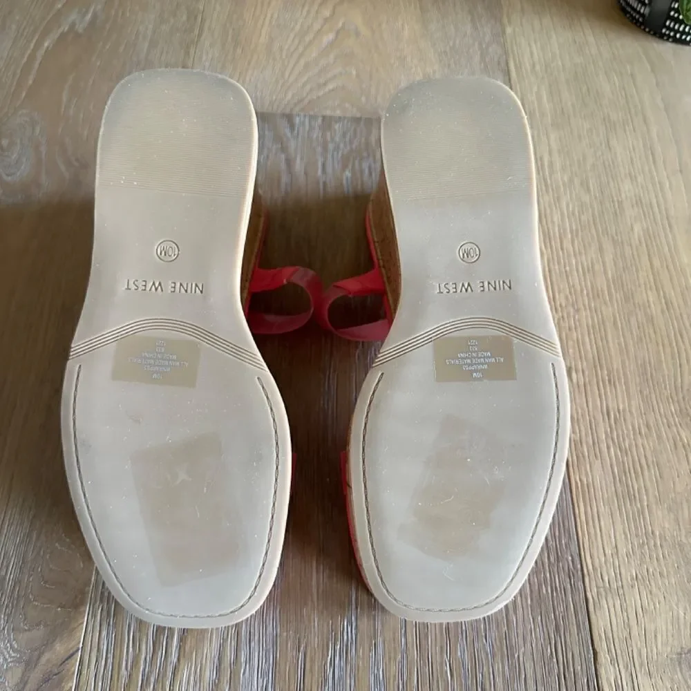 Nine West Rapps Platform Wedge Sandal Hot Pink Size 10 NEW